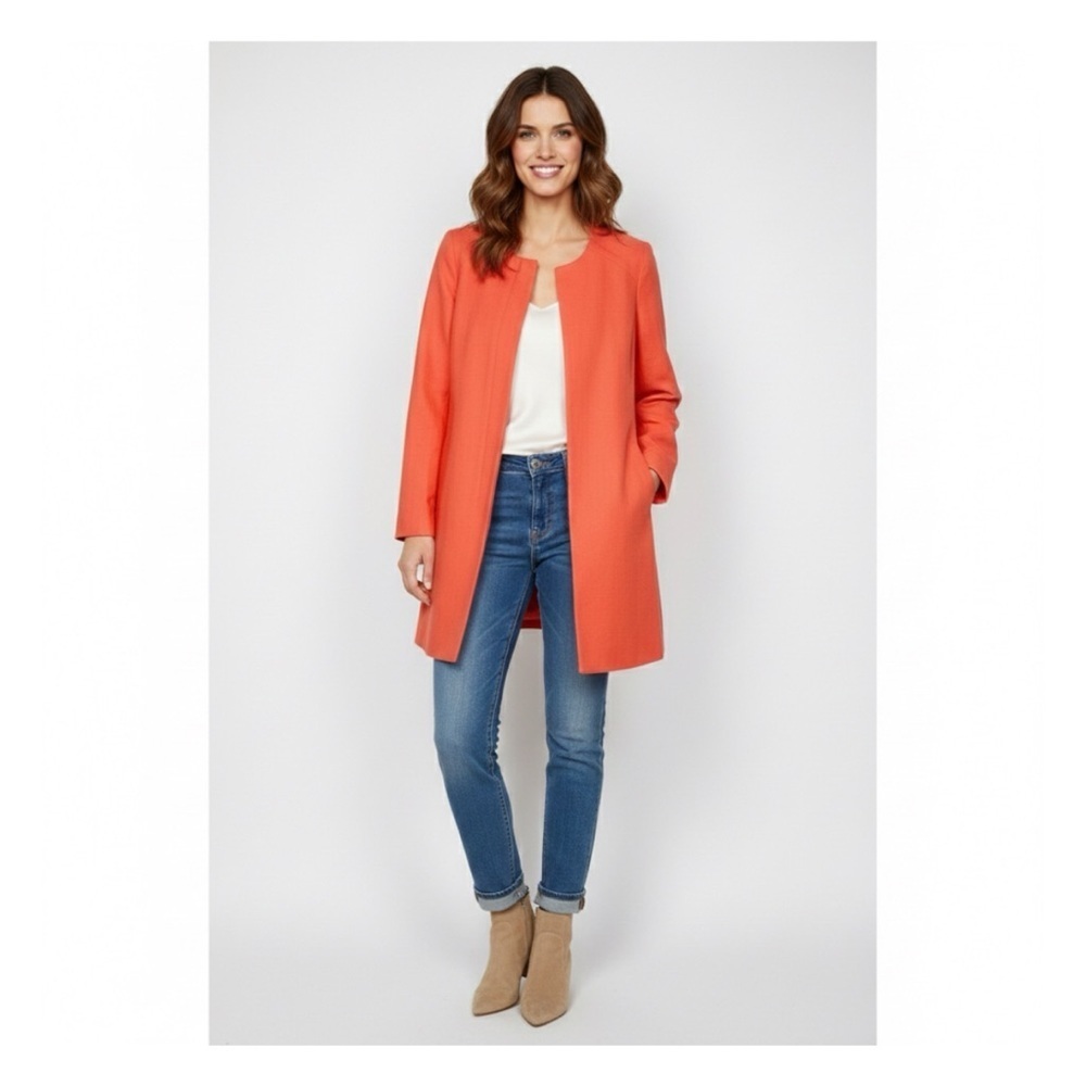 J. Crew Factory Coral Longline Zip Up Blazer Coat Size 6